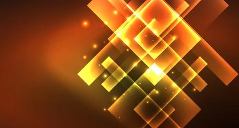 Shiny neon design square shape abstract background. Retro vector abstract design Stock Illustration