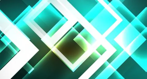 Shiny neon design square shape abstract background. Retro vector abstract design Stock Illustration