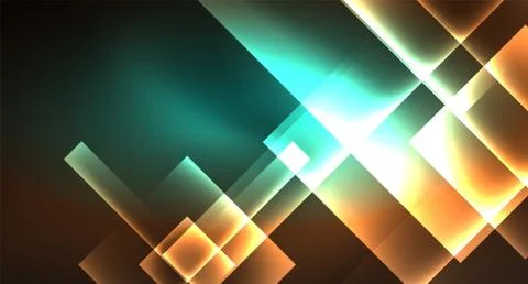 Shiny neon design square shape abstract background. Retro vector abstract design Stock Illustration
