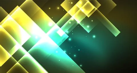 Shiny neon design square shape abstract background. Retro vector abstract design Stock Illustration