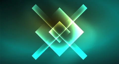 Shiny neon design square shape abstract background. Retro vector abstract design Stock Illustration