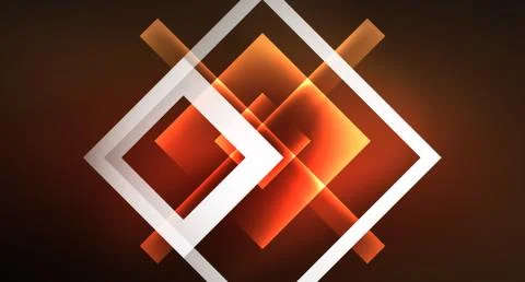 Shiny neon design square shape abstract background. Retro vector abstract design Stock Illustration