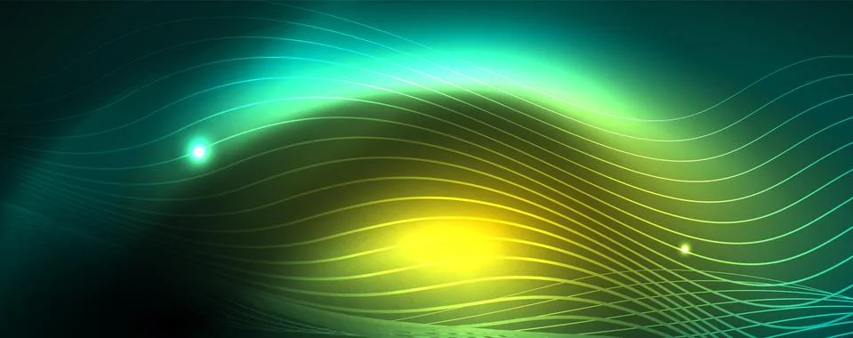 Shiny neon vector wave line abstract background, motion concept Stock Illustration