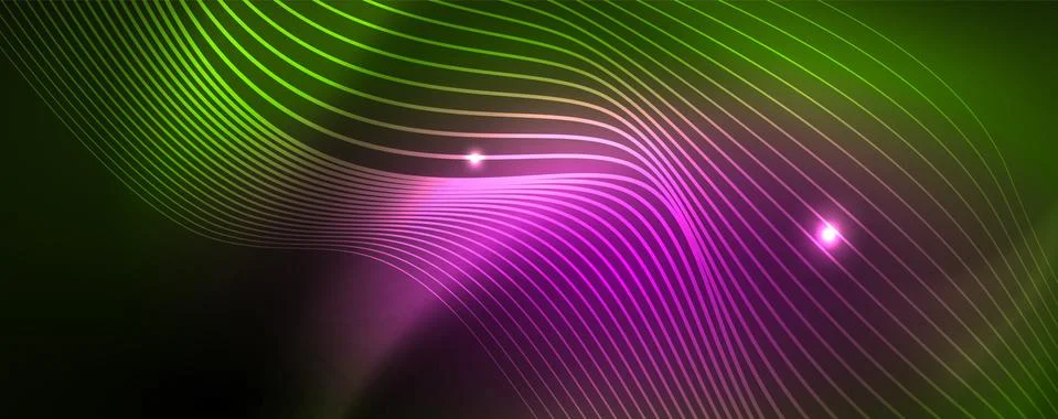 Shiny neon vector wave line abstract background, motion concept Stock Illustration