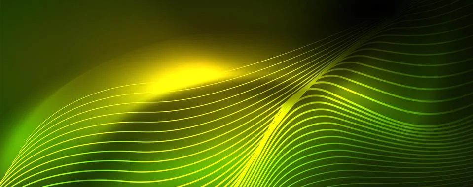 Shiny neon vector wave line abstract background, motion concept Stock Illustration