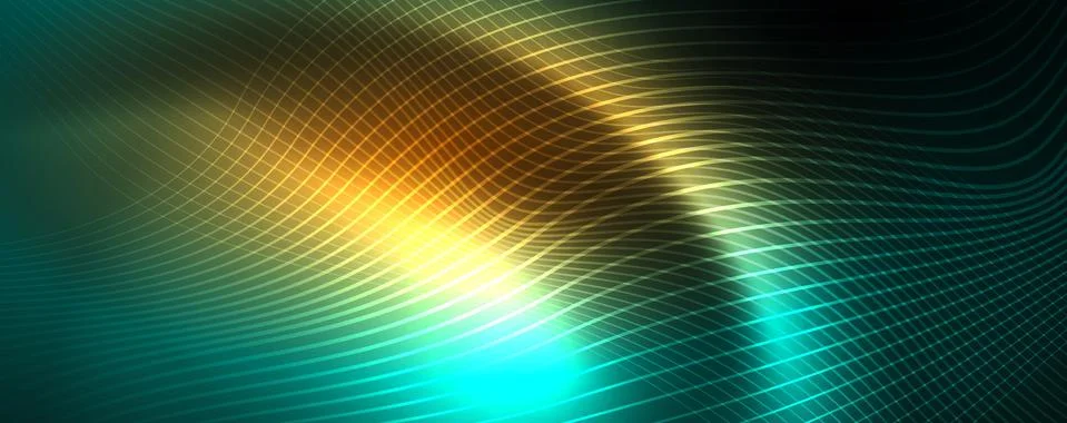 Shiny neon vector wave line abstract background, motion concept Illustrazione stock