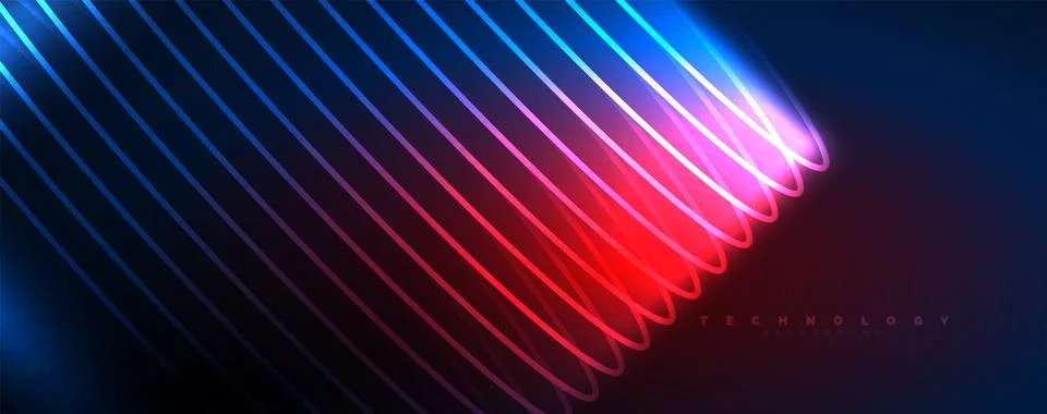 Shiny neon waves, dynamic electric motion, energy or speed concept. Vector 스톡 일러스트