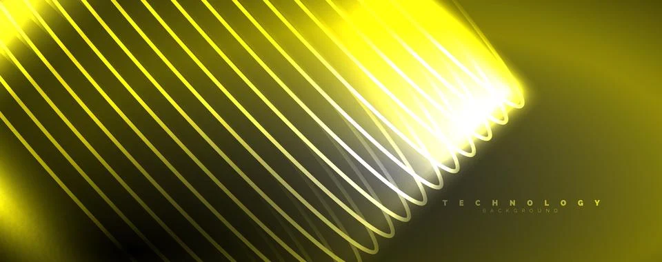 Shiny neon waves, dynamic electric motion, energy or speed concept. Vector 스톡 일러스트