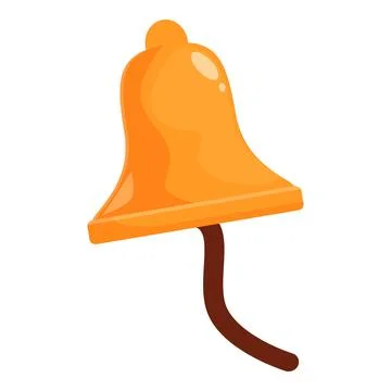 Shiny orange bell announcing important event is ringing with brown handle Illustration