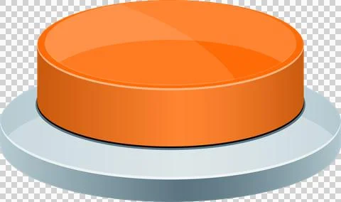 Shiny orange button, ready to be pressed. The button sits atop a gray base,.. Stock Illustration