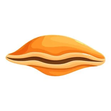 Shiny orange cowrie shell lying on white background Stock Illustration