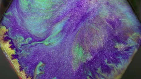 Shiny paint glitter ink rhombus fluid geometric Stock Footage 341836835