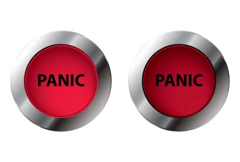 Shiny panic button on and off, vector illustration Stock Illustration