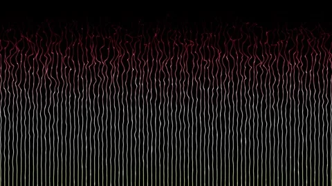 Shiny parallel lines or stripes moving wavy pattern on black background Stock Footage 296042354