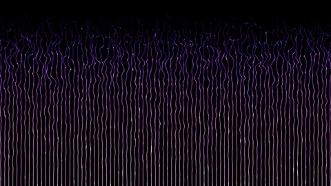 Shiny parallel lines or stripes moving wavy pattern on black background Stock Footage 296042438