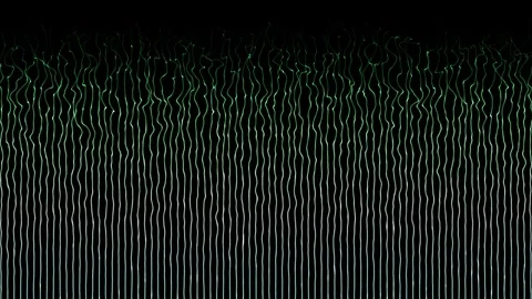 Shiny parallel lines or stripes moving wavy pattern on black background Stock Footage 296042507