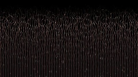 Shiny parallel lines or stripes moving wavy pattern on black background Stock Footage 296042678