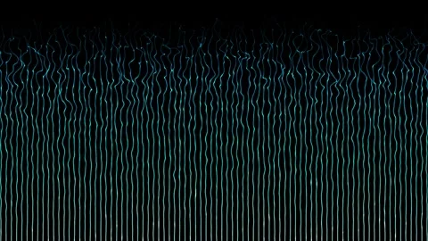 Shiny parallel lines or stripes moving wavy pattern on black background Stock Footage 296042907