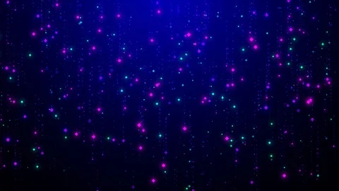 Shiny particles animation looks like falling stars or rain on blue background. Stock Footage 113822001