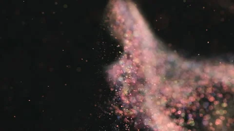 The shiny particles floating on the dark background. slow motion Video stock 160063325