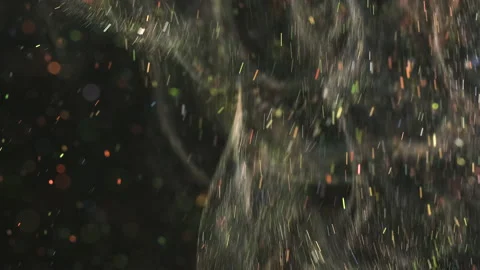 The shiny particles floating on the dark background. slow motion Stock Footage 160063574