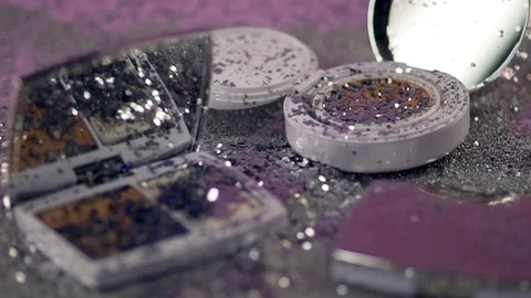 Shiny particles fly over makeup. Stock Footage 77512258