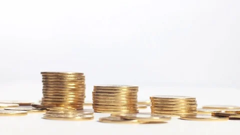 Shiny piled up coins Stock Footage 70211169