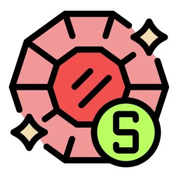 Shiny pink gemstone costing five currency units symbolizing value and rarity Stock Illustration