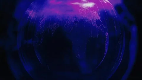 Shiny pink light with blue globe spinning motion background 스톡 동영상 260769913