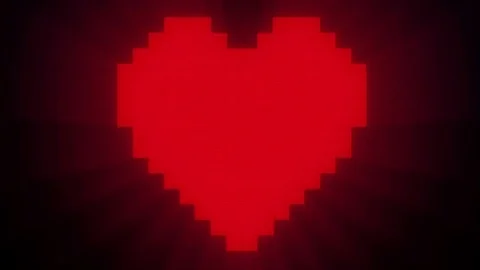 Shiny pixel heart on digital old tv screen seamless loop glitch interference Video stock 81808004