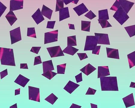 Shiny purple confetti falling on gradient turquoise background イラスト素材