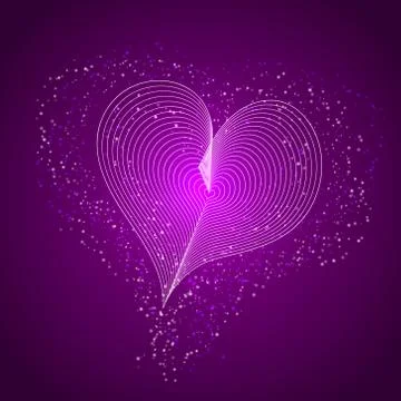 Shiny purple heart background. Vector stock illustration for banner Stock Illustration