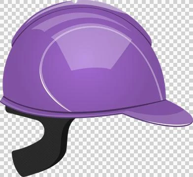A shiny purple helmet with a black strap is safety gear for sports and recr.. Stock Illustration
