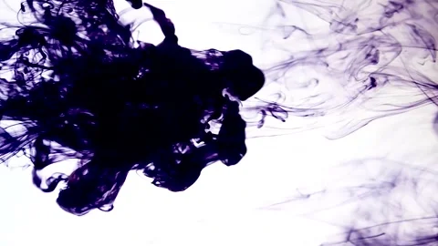 Shiny purple ink dissolves in water on white background, abstract background, in 動画素材 246754716