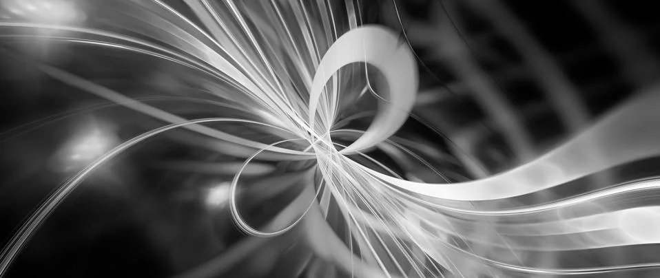 Shiny quantum mechanics widescreen effect black and white Stock Illustration