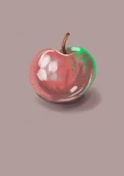 Shiny red apple on a beige background Stock Illustration