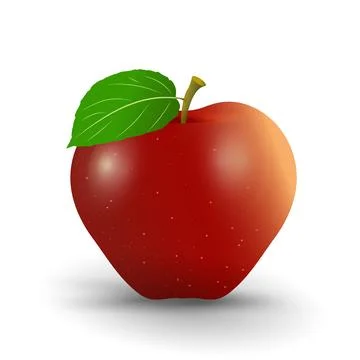 A shiny red apple with a smooth surface, speckled with tiny white dots, and.. Stock Illustration