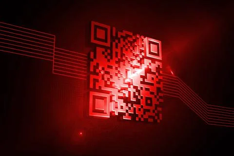Shiny red barcode on black background Illustrazione stock