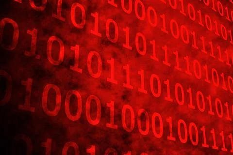 Shiny red binary code on black background イラスト素材