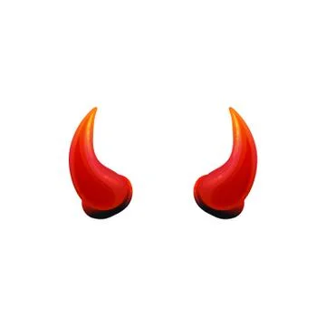 Shiny red devil horns isolated on white background - vector illustration. Stock Illustration