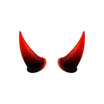 Shiny red devil horns isolated on white background - vector illustration. 库存插图