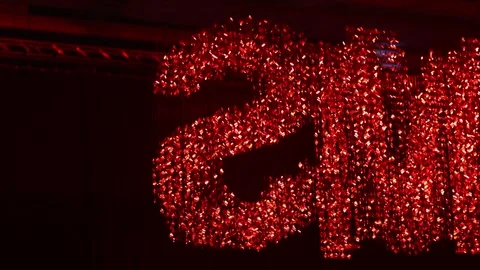 Shiny red letters from shimmering sequins Stock Footage 314819827