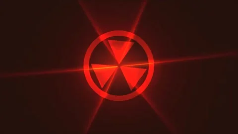 Shiny Red light lines spinning along with fan shape blades Video stock 255845578