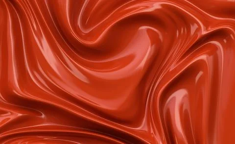 Shiny red liquid texture with elegant curves and smooth shapes - abstract 3D Stock Illustration