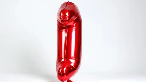 Shiny Red Number One Balloon Rotating Against White Background Stock Footage 333410518