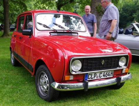 A shiny red oldtimer, a Renault 4 Stock Photos