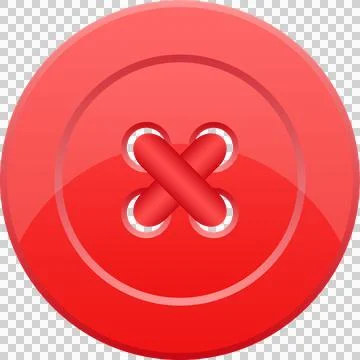 A shiny, red, round sewing button with a criss-cross thread detail on a bla.. Stock Illustration