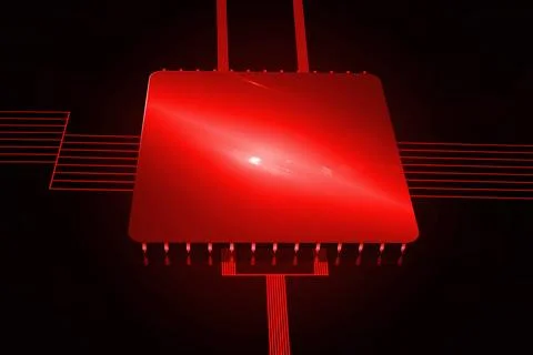 Shiny red square on black background Stock Photos