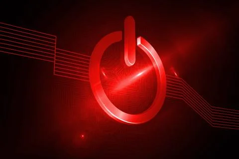 Shiny red turn off button on black background Stock Illustration