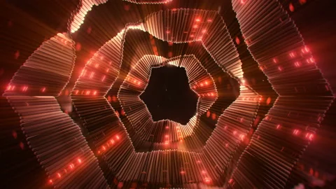 Shiny red twisted shape 3D render VJ loop animation Stock Footage 165649130